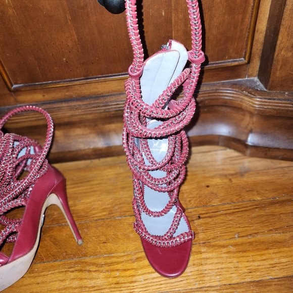 IMENA II GARNET CALF SANDALS - Picture 3 of 7